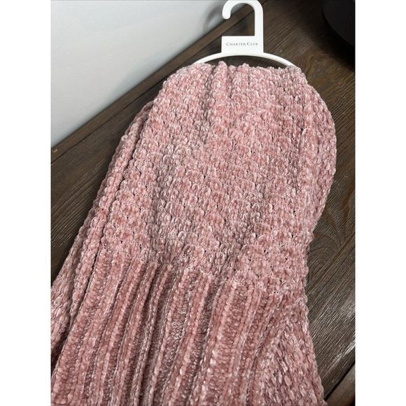 Charter Club Chenille Muffler Scarf Shimmer Strands Blush Pink NWT - Picture 3 of 3